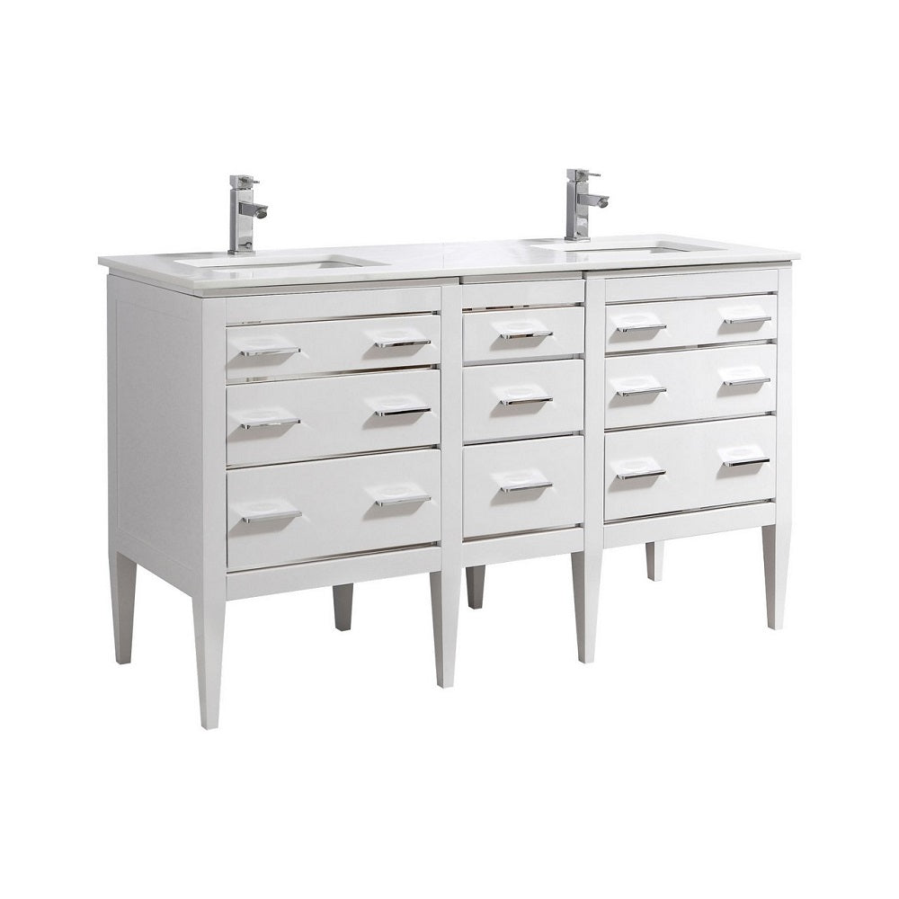 Eiffel 60" Double Sink Vanity with Quartz Countertop