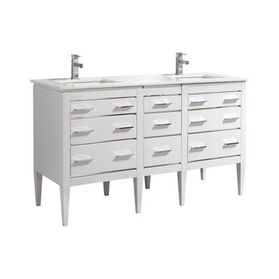Eiffel 60" Double Sink Vanity with Quartz Countertop