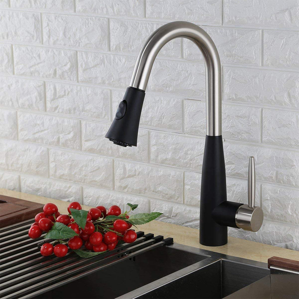 Kodaen Mixed Tone Goose Neck Black & Silver Faucet