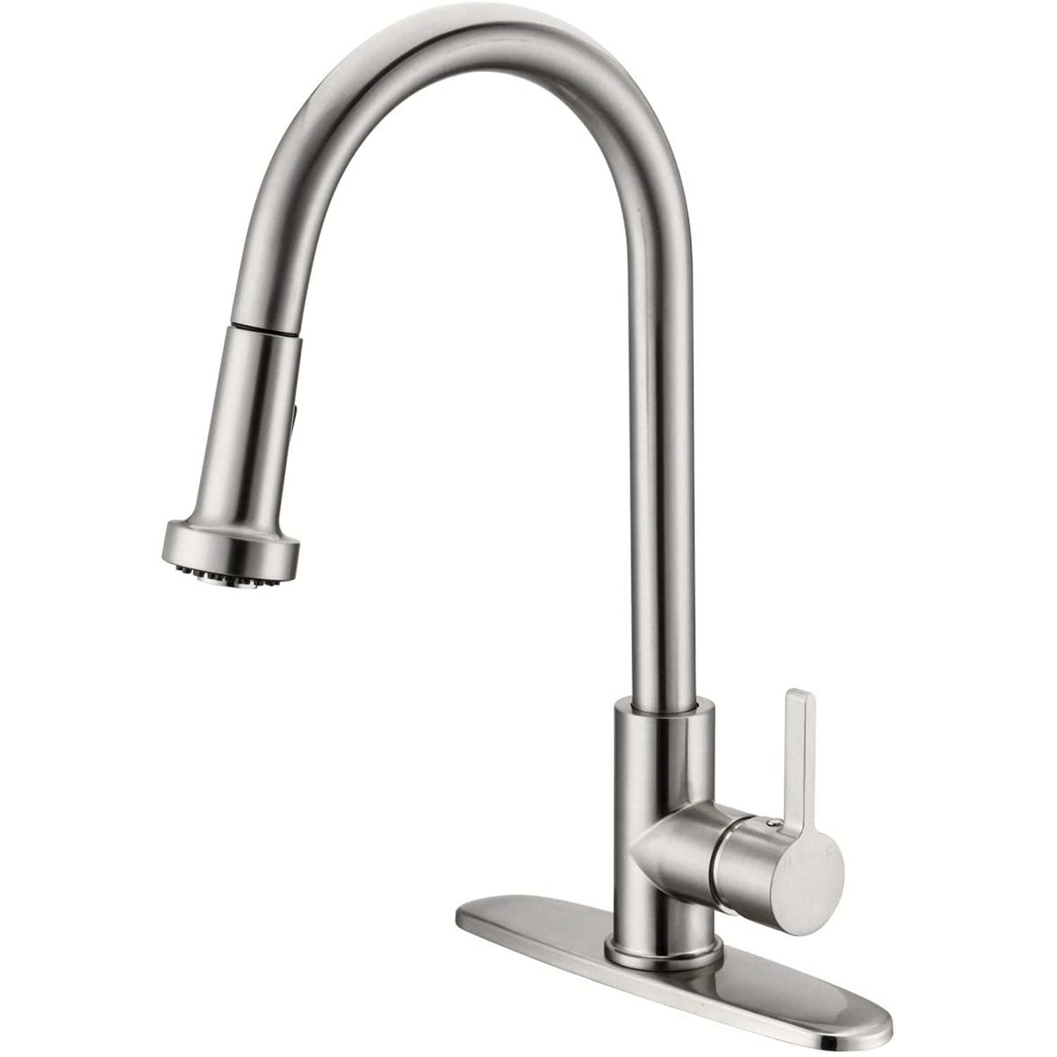 Kodaen Brushed Nickel Pull-Down Kitchen Faucet + Cover Plate