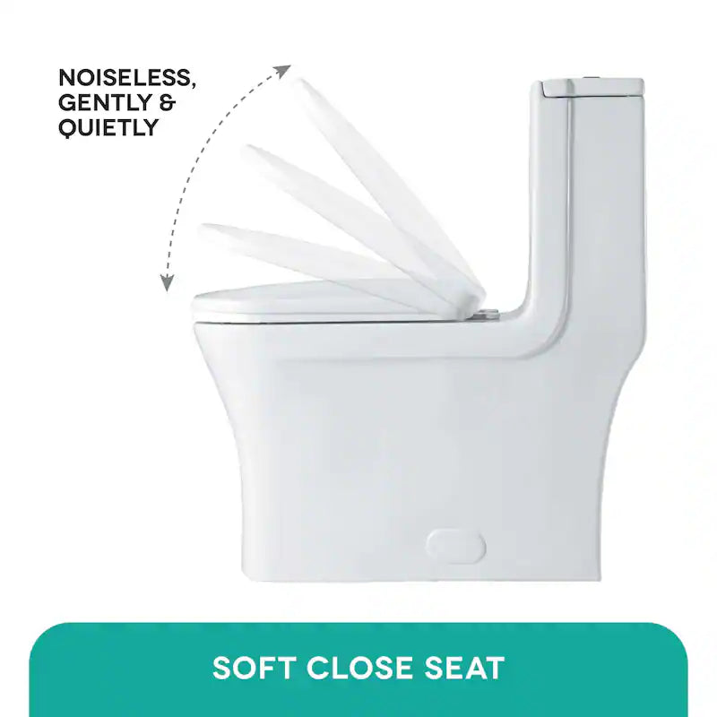 Fine Fixtures Dual-Flush Elongated One-Piece Toilet with High Efficiency Flush - White