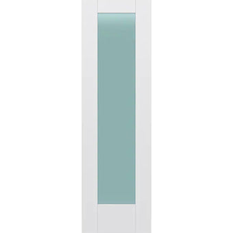 Frosted Glass 24-inch x 80-inch x 1-3/8-inch 1-Panel Interior Door Primed White With Tempered Glass