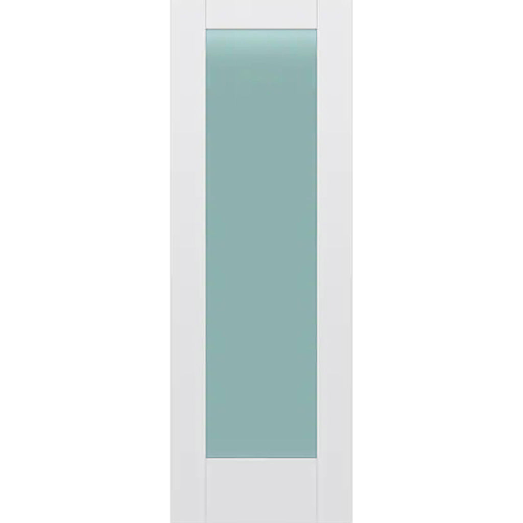 Frosted Glass 28-inch x 80-inch x 1-3/8-inch 1-Panel Interior Door Primed White With Tempered Glass
