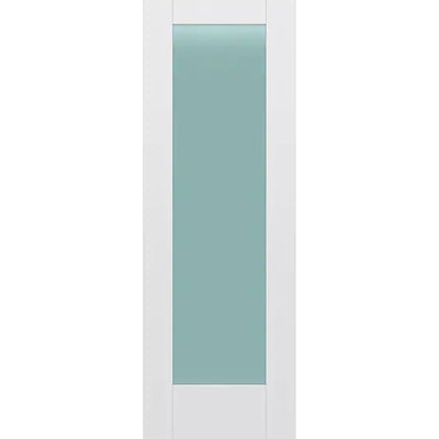 Frosted Glass 28-inch x 80-inch x 1-3/8-inch 1-Panel Interior Door Primed White With Tempered Glass