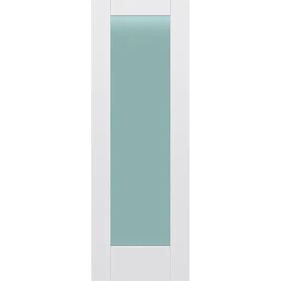 Frosted Glass 28-inch x 80-inch x 1-3/8-inch 1-Panel Interior Door Primed White With Tempered Glass