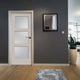 Frosted Glass 36-inch x 80-inch x 1-3/8-inch 3-Panel Interior Door Primed White With Tempered Glass