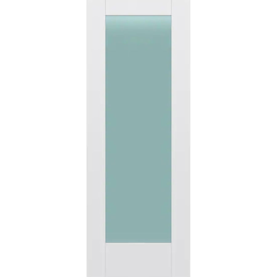 Frosted Glass 28-inch x 80-inch x 1-3/8-inch 1-Panel Interior Door Primed White With Tempered Glass