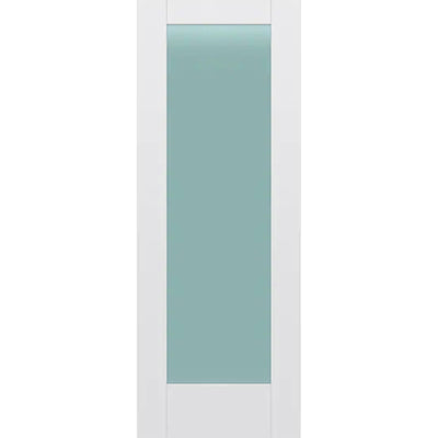Frosted Glass 30-inch x 80-inch x 1-3/8-inch 1-Panel Interior Door Primed White With Tempered Glass