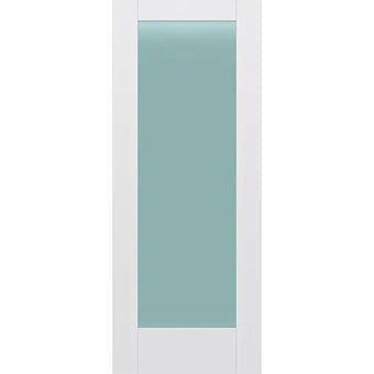 Frosted Glass 32-inch x 80-inch x 1-3/8-inch 1-Panel Interior Door Primed White With Tempered Glass