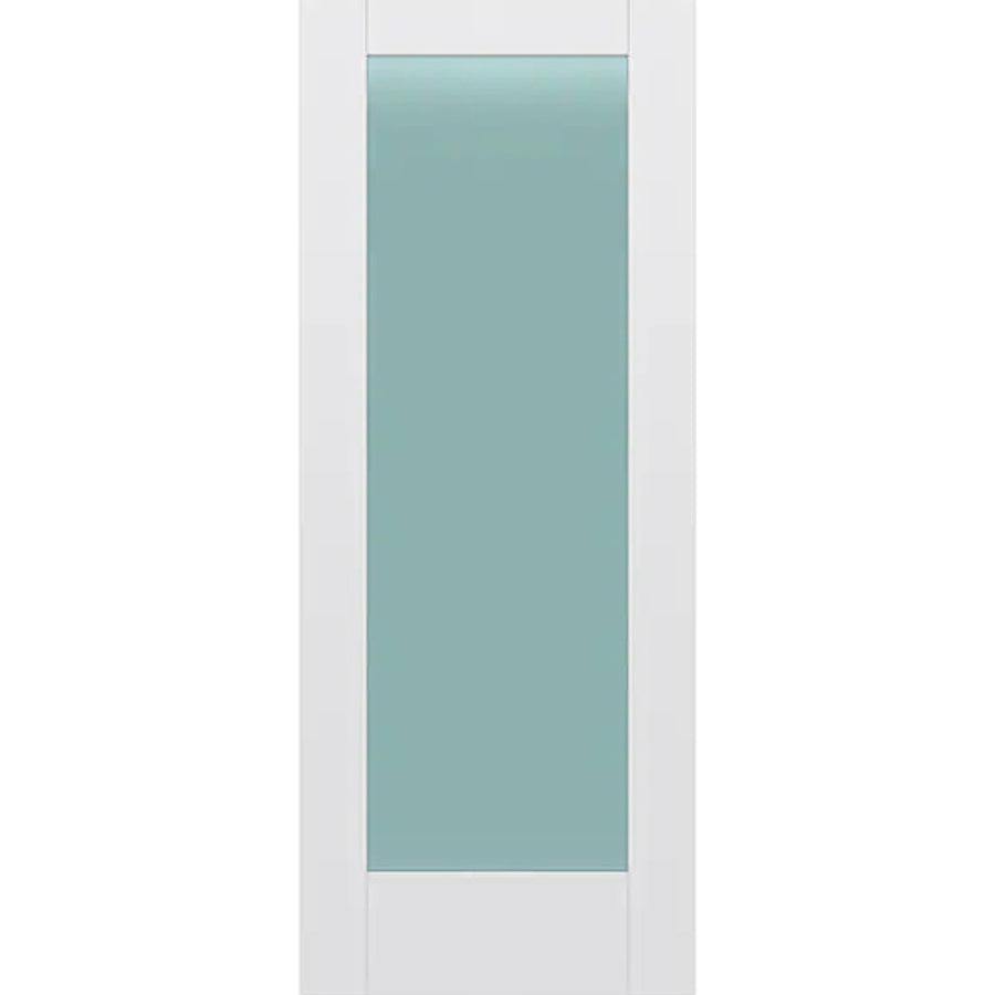 Frosted Glass 32-inch x 80-inch x 1-3/8-inch 1-Panel Interior Door Primed White With Tempered Glass