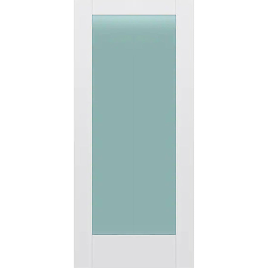Frosted Glass 36-inch x 80-inch x 1-3/8-inch 1-Panel Interior Door Primed White With Tempered Glass