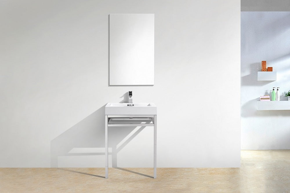 Haus 24" Stainless Steel Console With White Acrylic Sink