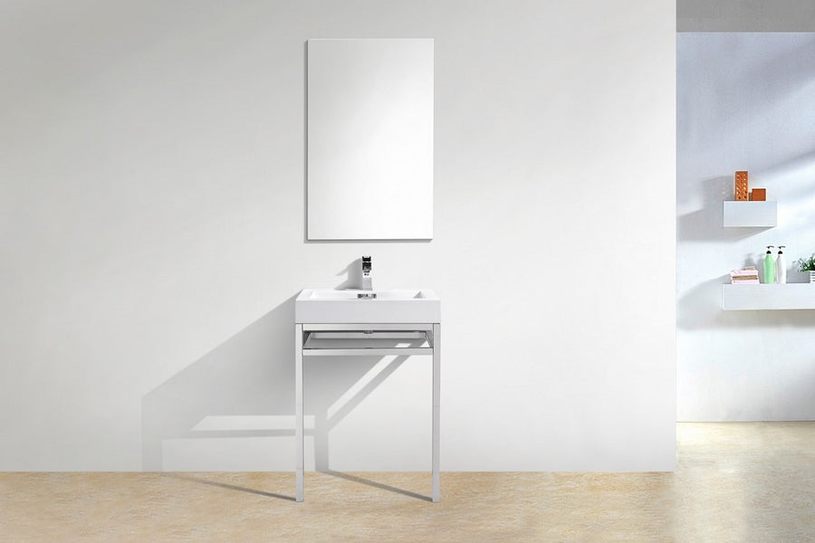 Haus 24" Stainless Steel Console With White Acrylic Sink