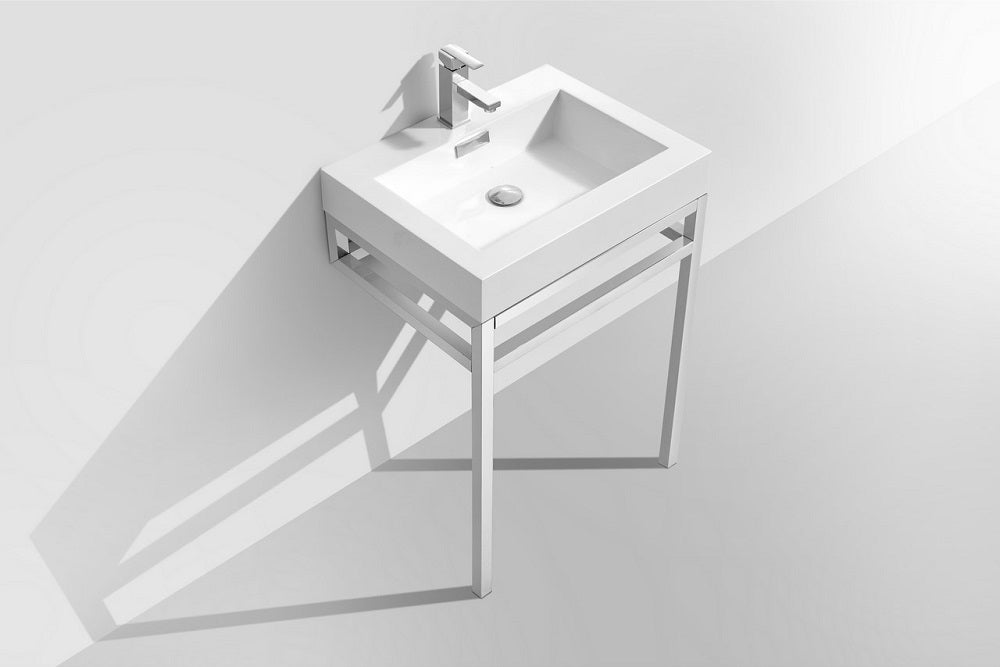 Haus 24" Stainless Steel Console With White Acrylic Sink