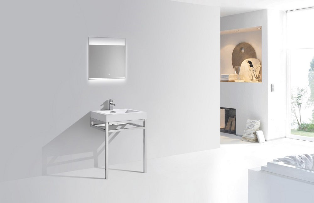 Haus 24" Stainless Steel Console With White Acrylic Sink