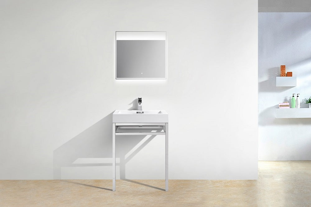 Haus 24" Stainless Steel Console With White Acrylic Sink