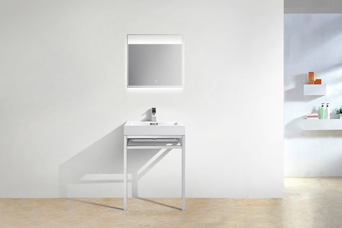 Haus 24" Stainless Steel Console With White Acrylic Sink