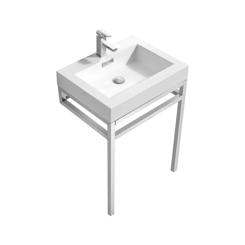 Haus 24" Stainless Steel Console With White Acrylic Sink