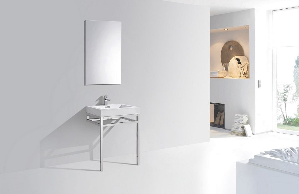 Haus 24" Stainless Steel Console With White Acrylic Sink
