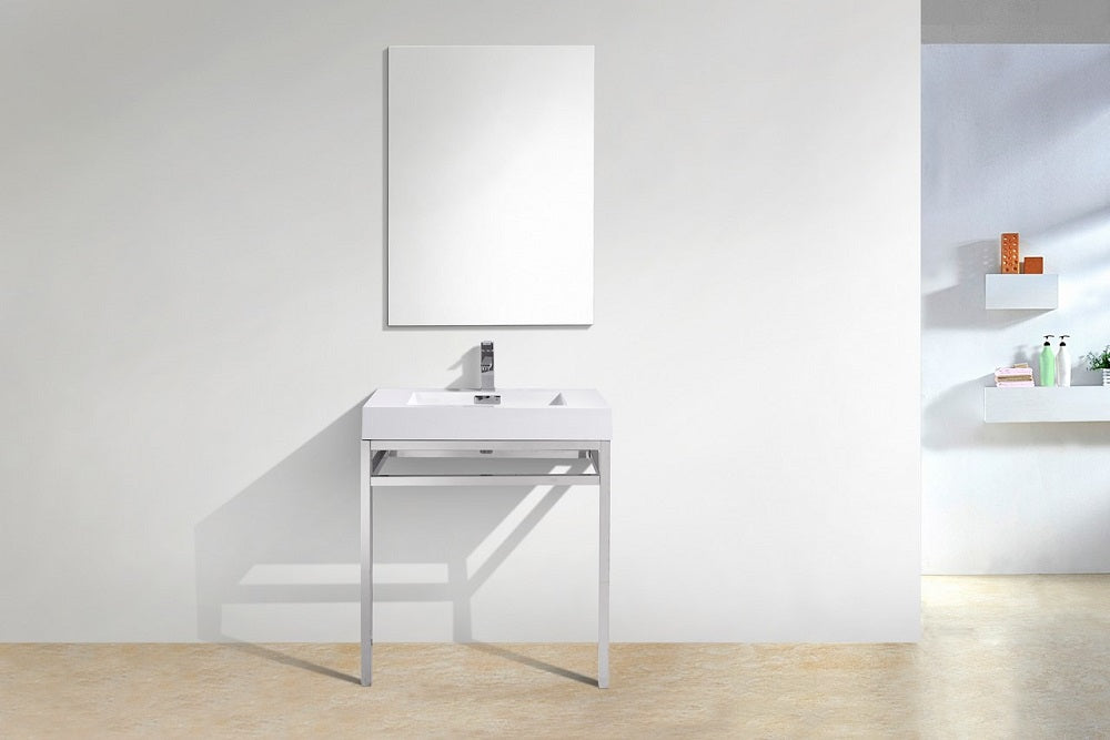 Haus 30" Stainless Steel Console With White Acrylic Sink