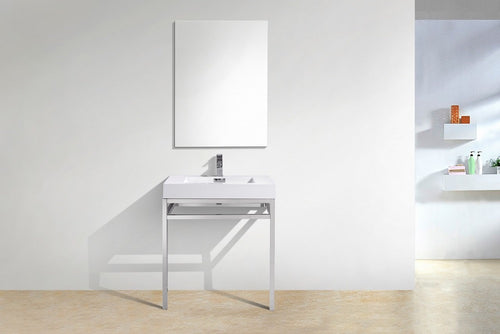 Haus 30" Stainless Steel Console With White Acrylic Sink