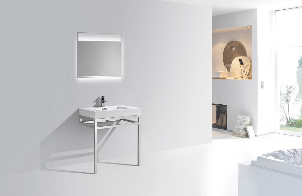 Haus 30" Stainless Steel Console With White Acrylic Sink