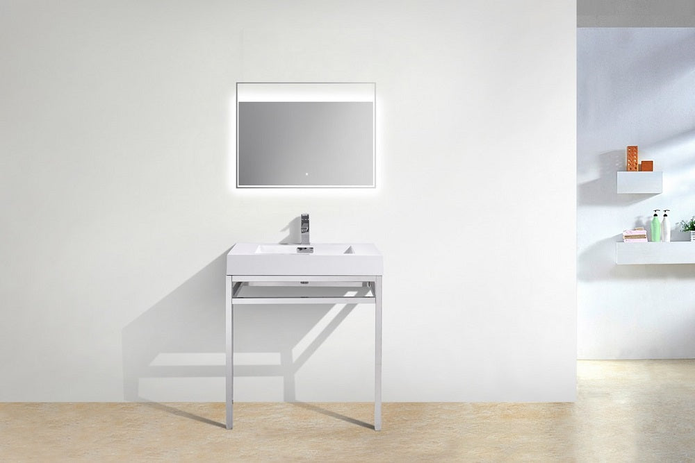 Haus 30" Stainless Steel Console With White Acrylic Sink