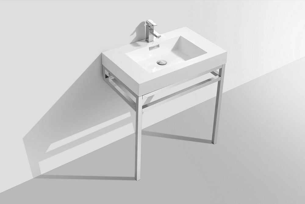 Haus 30" Stainless Steel Console With White Acrylic Sink