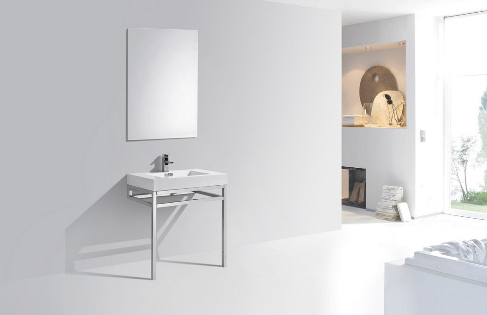 Haus 30" Stainless Steel Console With White Acrylic Sink