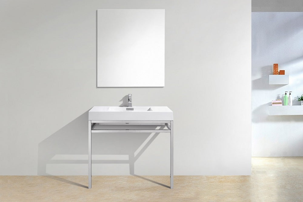 Haus 36" Stainless Steel Console With White Acrylic Sink