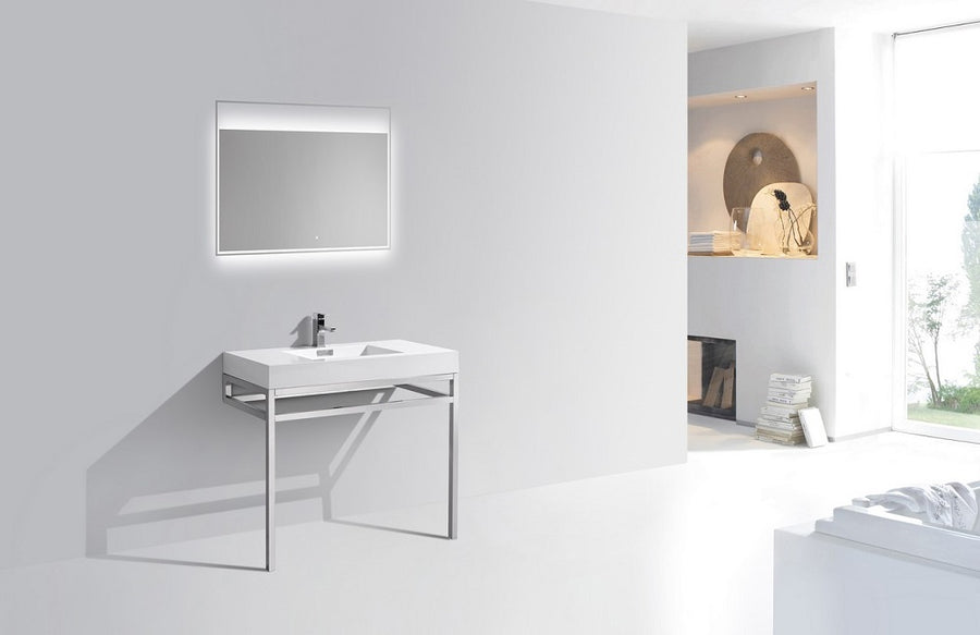 Haus 36" Stainless Steel Console With White Acrylic Sink