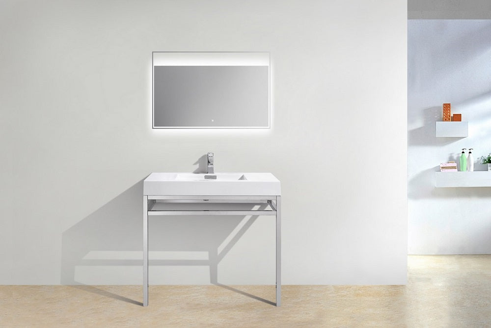 Haus 36" Stainless Steel Console With White Acrylic Sink