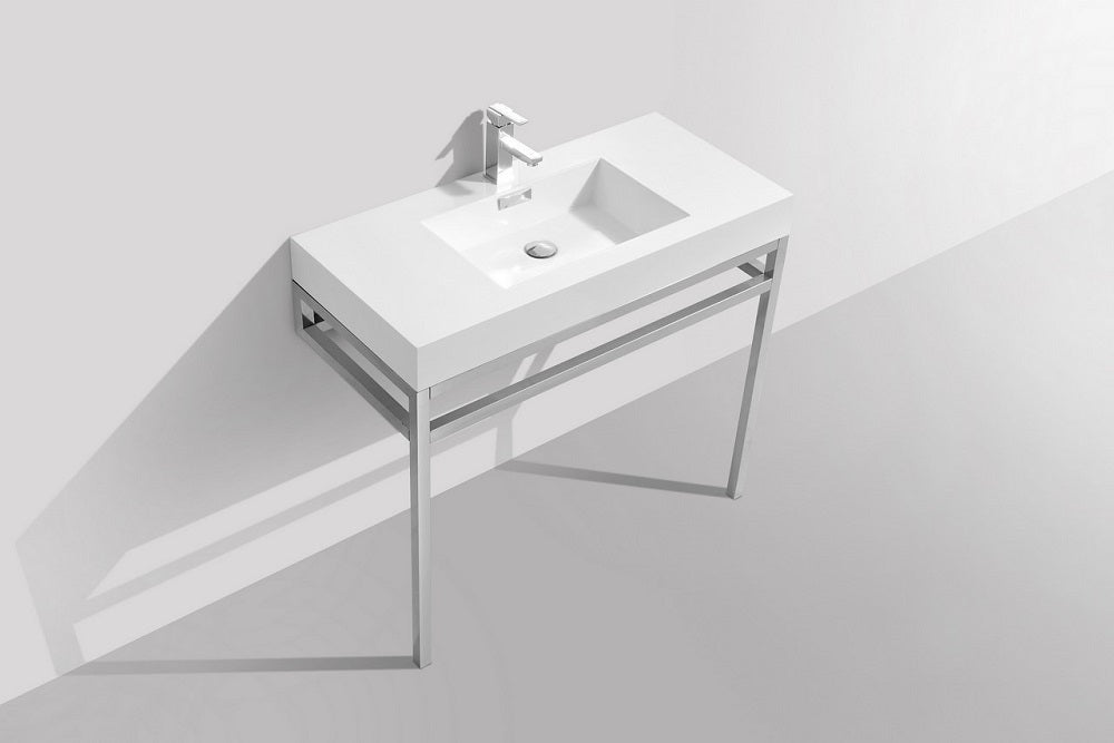 Haus 36" Stainless Steel Console With White Acrylic Sink