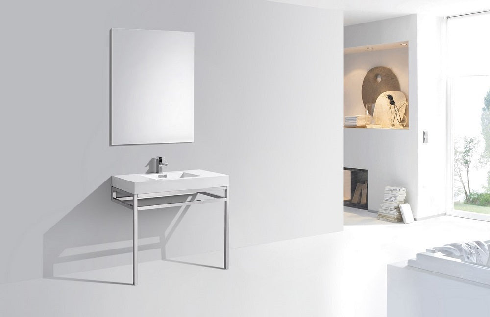 Haus 36" Stainless Steel Console With White Acrylic Sink