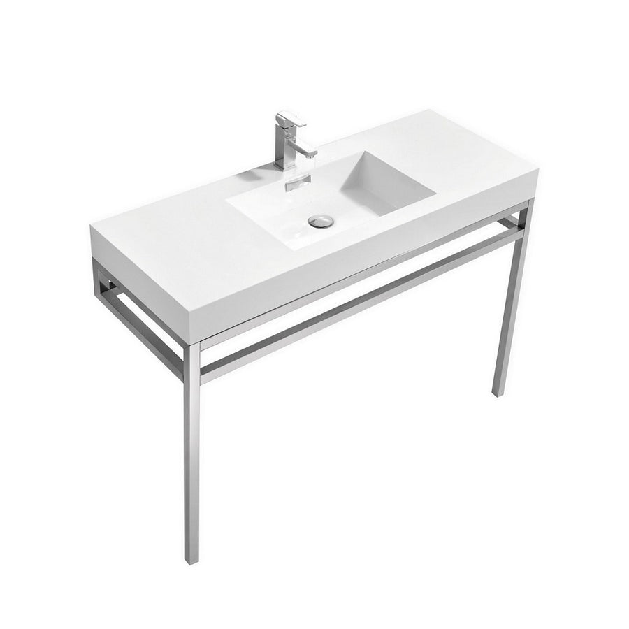Haus 48" Stainless Steel Console With White Acrylic Sink