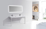 Haus 60" Double Sink Stainless Steel Console With White Acrylic Sink