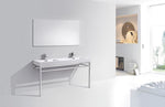 Haus 60" Double Sink Stainless Steel Console With White Acrylic Sink