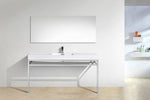 Haus 60" Single Sink Stainless Steel Console With White Acrylic Sink