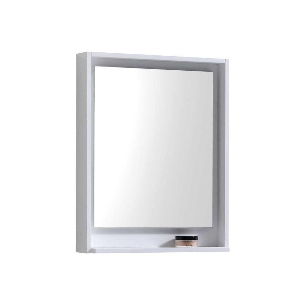 Bosco 24″ Framed Mirror With Shelve – Gloss White Finish