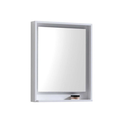 Bosco 24″ Framed Mirror With Shelve – Gloss White Finish