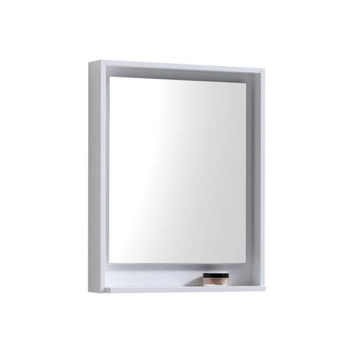 Bosco 24″ Framed Mirror With Shelve – Gloss White Finish