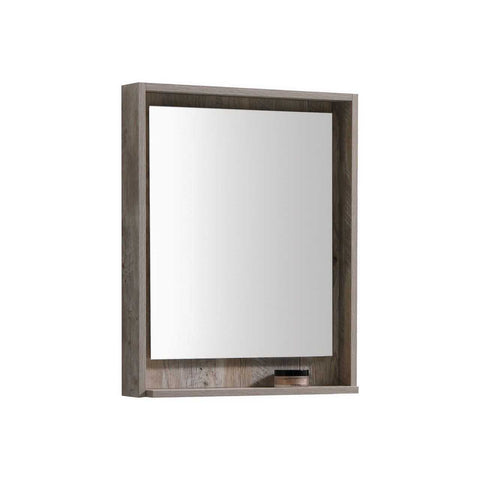 Bosco 24″ Framed Mirror With Shelve – Nature Wood Finish