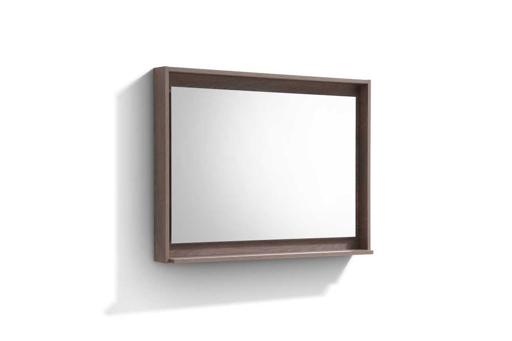 Bosco 40″ Framed Mirror With Shelve – Butternut Finish