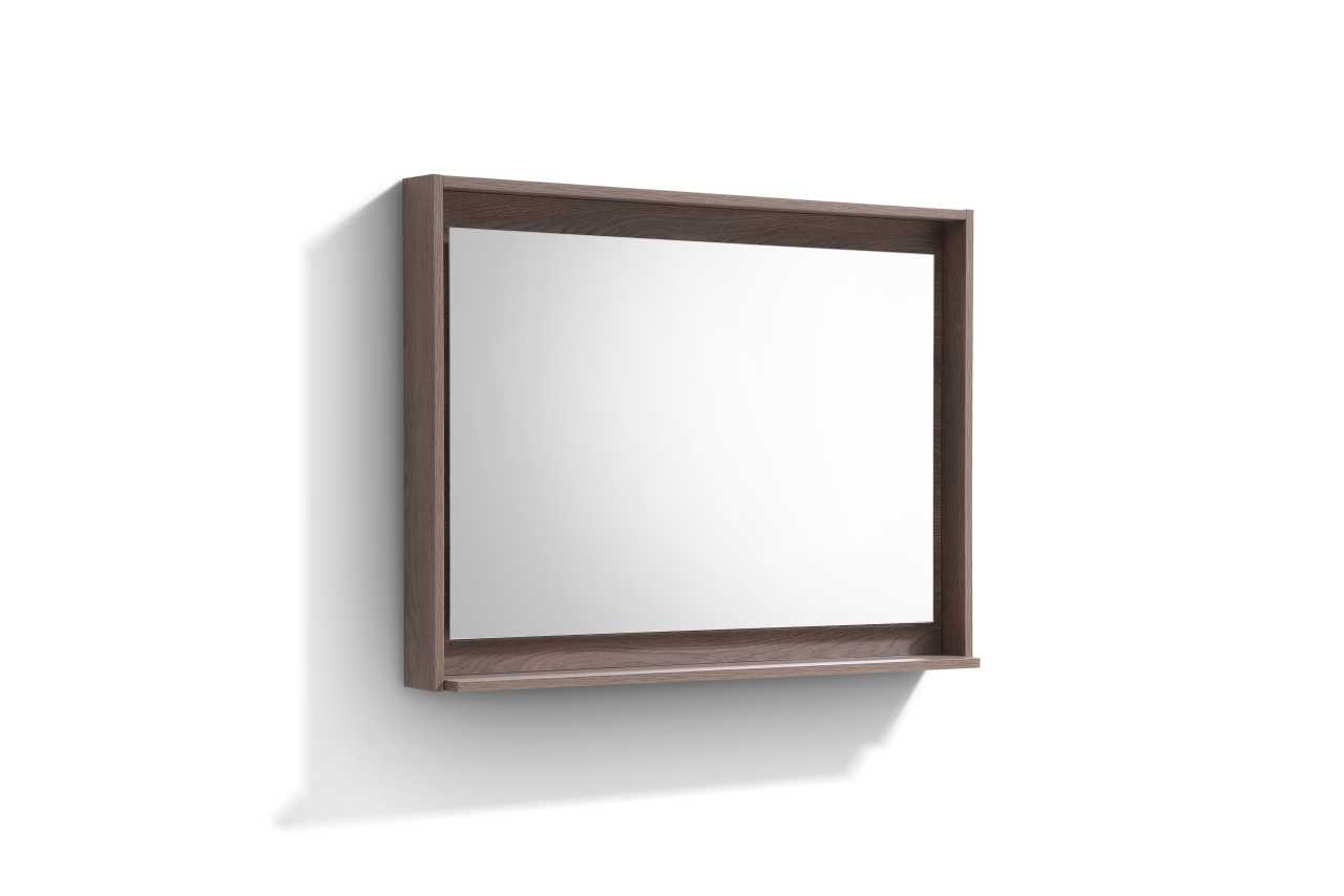 Bosco 40″ Framed Mirror With Shelve – Butternut Finish