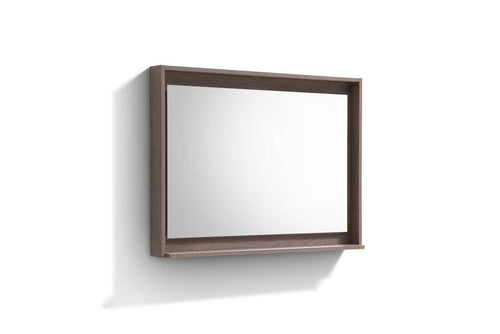 Bosco 40″ Framed Mirror With Shelve – Butternut Finish