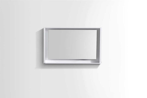 Bosco 40″ Framed Mirror With Shelve – Gloss White Finish