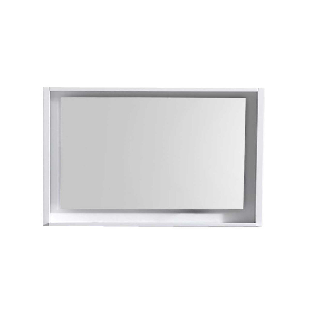 Bosco 40″ Framed Mirror With Shelve – Gloss White Finish