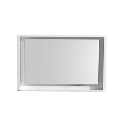Bosco 40″ Framed Mirror With Shelve – Gloss White Finish