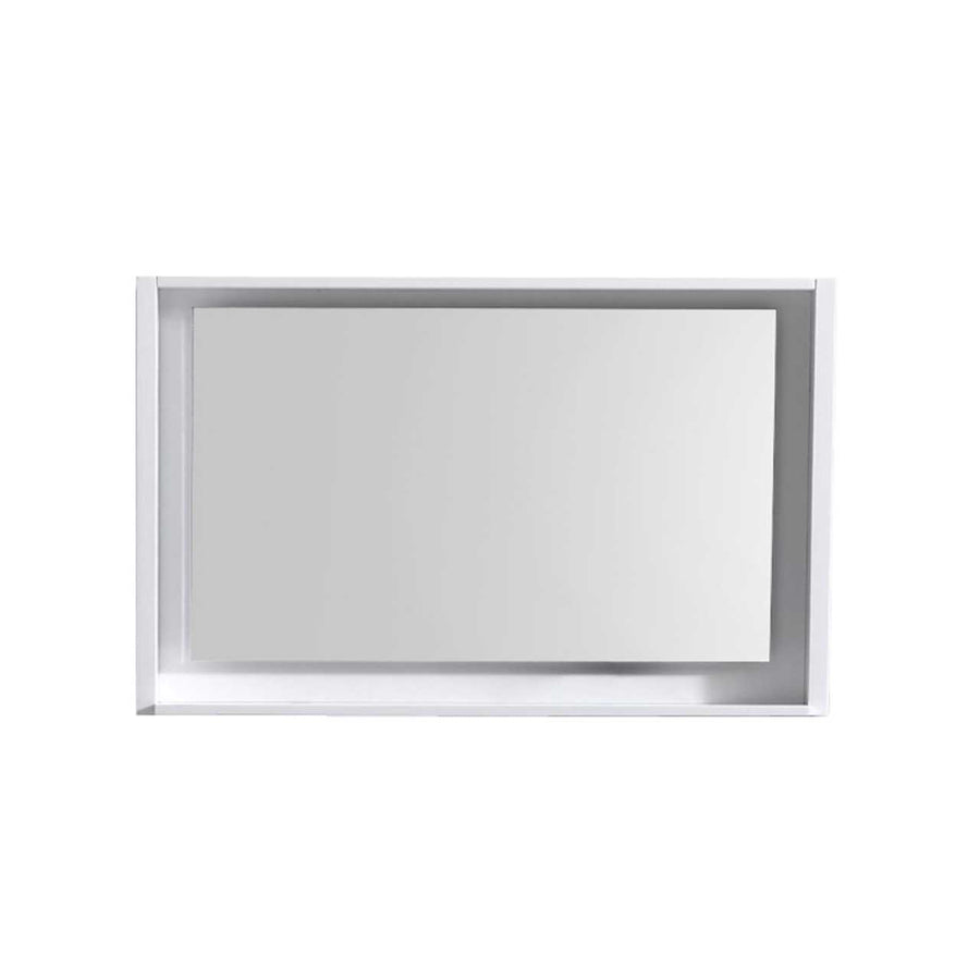 Bosco 40″ Framed Mirror With Shelve – Gloss White Finish