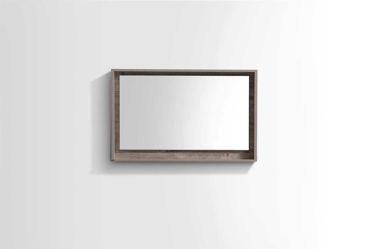 Bosco 40″ Framed Mirror With Shelve – Nature Wood Finish